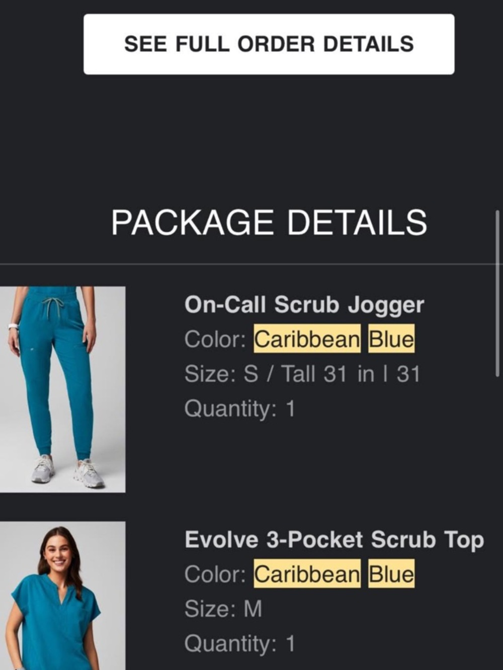 On-Call Scrub Jogger - Caribbean Blue M TOP S TALL BOTTOM